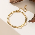 Elegante pulsera de cadena de clips dorada en acero inoxidable con cierre de mosquetón ajustable - Pulsera de Cadena Tipo Clip (E94) / Dorado