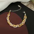 Pulsera de cadena de serpiente trenzada tricolor en oro, plata y oro rosa - Cadena de Tres Hilos (E33) / Tres colores