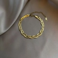Flat braided stainless steel herringbone snake chain bracelet in gold finish - 8【e96】three-strand Cross Bracelet Gold