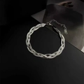 Silver triple-braided stainless steel snake chain bracelet with polished finish - 8【e95】three-strand Cross Bracelet Steel Color
