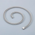 Minimalist silver-tone stainless steel Cuban link necklace with a secure square clasp lock - 10mm / 45cm / Steel