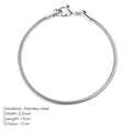 Polished silver stainless steel snake chain bracelet with 2.5mm width and 19cm length - 2.5mm x 19cm / Steel