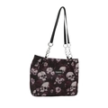 Borsa a spalla gotica con stampa di teschi e fiori viola e tracolla a catena - 31cmx26.5cmx12cm / Fucsia