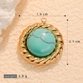 Pendaglio in acciaio inossidabile dorato con pietra turchese e bordo a corda - A510083