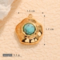 Pendente bohémien in acciaio inossidabile dorato con pietra turchese e trama a onde - A510086