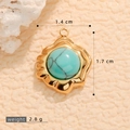 Bohemian gold plated round turquoise pendant with wavy edge for jewelry making - A510088