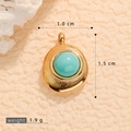 Gold-plated stainless steel pendant with round turquoise stone inlay, 1.5 cm height - Simple Round Pendant (A510090)