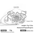 Verstellbarer silberner Edelstahl-Armreif mit ausgehöhltem Sonnenblumen-Blüten-Design - Gehöhlter Sonnenblumen-Blumenstil (DKB253008S)