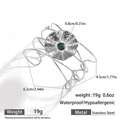 Silberner Edelstahl-Armreif mit grünem Stein und Kristallakzenten, 19g Gewicht - Wellenförmige Scheibe Grüner Stein Dekor Stil (DKB253020S)