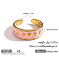 Bague ouverte en C émaillée rose en acier inoxydable plaqué or 18 carats - Rose (DKR251044GL-P)