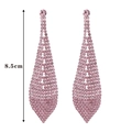 Orecchini pendenti con nappine di strass rosa, design lungo a rombo di lunghezza 8,5 cm - Stile Nappa a Rombo Rosa (KE004P)