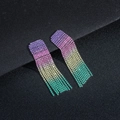 Orecchini pendenti lusso con nappe di cristallo arcobaleno e strass sfumati - Stile Nappa Sfumata Viola Rosa Verde (KE005CF)
