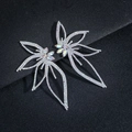 Orecchini di lusso a nappa lunga in argento con strass AB dai riflessi iridescenti - Stile Foglia Strass Argento (KE007WAB)