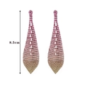 Orecchini a nappa da 8,5 cm con strass AB scintillanti e sfumature rosa e oro - Stile Salice Sfumato Rosa Oro (KE004RO-Y)