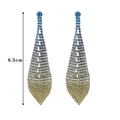 Orecchini a nappa da 8,5cm con strass sfumati dal blu all'oro lussuosi - Stile Foglia Sfumato Blu Grigio Oro (KE004BU-Y)