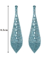 Orecchini pendenti lunghi blu di lusso con strass AB per donna, design da 8,5 cm - Stile Foglia Strass Blu (KE004SB)