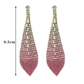 Orecchini di lusso lunghi 8,5 cm con nappe di strass colorati sfumati per donne - Stile Nappa Verde Giallo Rosa (KE004G-RO)