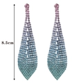 Lussuosi orecchini a nappa da 8,5 cm con strass sfumati dal rosa al blu - Stile Rosa Viola Blu Verde (KE004P-SB)