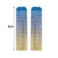 Orecchini a nappa di 8 cm con strass sfumati in blu, grigio e giallo brillante - Stile Nappa Blu Grigio Giallo (KE005BU-Y)