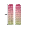 Orecchini a frangia da 8cm con cristalli sfumati arcobaleno e taglio a quadratino - Stile Rosa Arancio Verde (KE005RO-L)