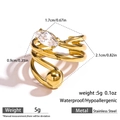 18K gold plated stainless steel wrap ring with marquise zircon and ball detail - Adjustable Open / White Gemstone Style (DKR251063GL-W)