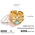 Gold stainless steel ring with turquoise stone and crystal in water resistant finish - Turquoise (DKR251056GL-AQ)