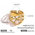 Gold stainless steel ring with pink natural stone and white zircon in wavy design - Pink (DKR251056GL-P)