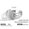 Silberner Nautilus-Armreif aus wasserfestem Edelstahl, Größe von 6 cm x 4,5 cm - Nautilus Relief Stil (DKB253030S) / Silber