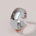 Polished silver wide open ring in minimalist style for women and men, adjustable size - Adjustable Open / Silver 8mm (JZ303-8S)