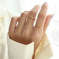 Three-piece set of thin 18K gold-plated minimalist stainless steel rings for women - Size 5 / Square / 2mm (1 Piece) / Gold