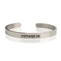 Sleek silver stainless steel open bangle featuring customize me engraved text detail - 6mm / Steel Color (Engraved)