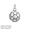 12x12mm antique silver soccer ball pendant charm made of durable stainless steel - Football Style (JJHZNP001)