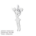 Pendentif pom-pom girl en acier inoxydable argent antique, dimensions 24x11mm - Style Pom-pom Girl (JJHZNP006)