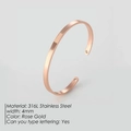4mm rose gold 316L stainless steel open C-shaped bracelet with hollow heart detail - 4mm / Rose Gold