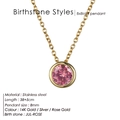 Kurze Edelstahlkette mit rosa 8mm Geburtsstein-Anhänger in eleganter 14K Goldoptik - Edelstahl/8mm/38+5cm / Juli Rosérot - Gold