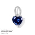 6x6mm stainless steel heart pendant with deep blue gemstone in a silver setting - Small / Royal Blue (Silver Base)