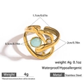 Bague en acier doré 18 carats avec pierre bleu clair et lignes irrégulières - Or - Pierre Bleu Aquamarine