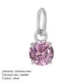 Roze 6x6mm ronde strass hanger in zilveren roestvrijstalen zetting voor DIY sieraden - Staalkleur / Roze