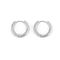 Minimalist silver stainless steel hoop earrings with polished hinged closure design - 18mm / Steel
