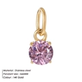 14K gold plated stainless steel pendant with round purple faceted crystal in prong setting - Single Pendant (No Chain) / Pink Gold