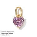 Ciondolo cuore in cristallo rosa e acciaio inossidabile dorato per gioielli 6x6MM - Piccolo / Rosa (Base Oro)