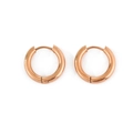 Minimalist round rose gold stainless steel hoop earrings with polished smooth finish - 18mm / Rose Gold