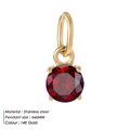 6x6MM 14K gold plated stainless steel pendant with a faceted round red gemstone - Single Pendant (No Chain) / Red & Gold