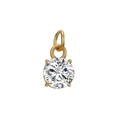 Single round-cut sparkling clear crystal pendant with gold-plated four-prong setting - Single Pendant (No Chain) / White Gold
