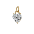 Elegante ciondolo a cuore in oro con diamante brillante e incastonatura a griffes - Piccolo / Bianco (Base Oro)