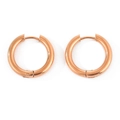 Sleek round rose gold earrings in 14K stainless steel with polished finish and hinged clasp - 20mm / Rose Gold