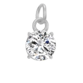 Polished silver stainless steel round pendant with a sparkling central cubic zirconia - Single Pendant (No Chain) / Steel / White Zirconia