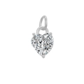 Ciondolo a cuore scintillante in argento con zirconia cubica a taglio brillante DIY - Piccolo / Bianco (Base Argento)