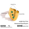 Goldener Edelstahlring mit drei runden grünen Natursteinen im breiten offenen Design - Malachitgrüner Stil (DKR251058GL-G)
