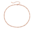 Elegant rose gold plated stainless steel Figaro necklace with lobster clasp and extender - Slim Short Style / Rose Gold